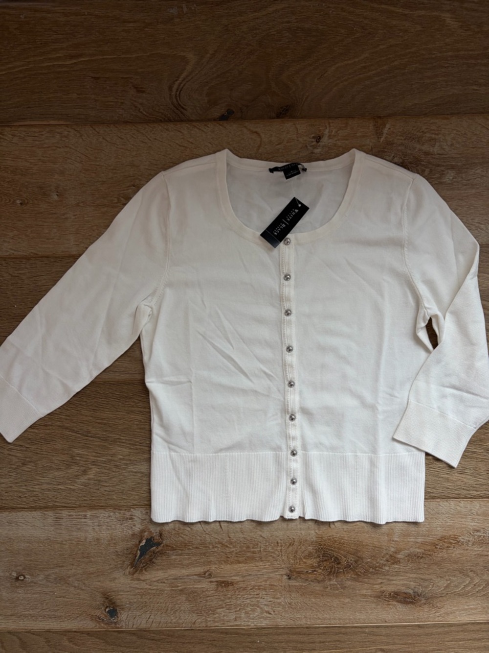 White House Black Market White Button-Front Women's Cardigan Sweater -